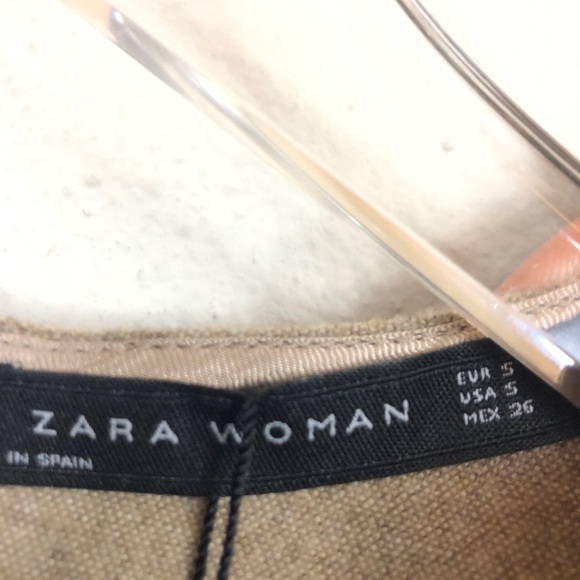 Zara | Tan Wool Blend Short Sleeve Midi Dress - Picture 3 of 8
